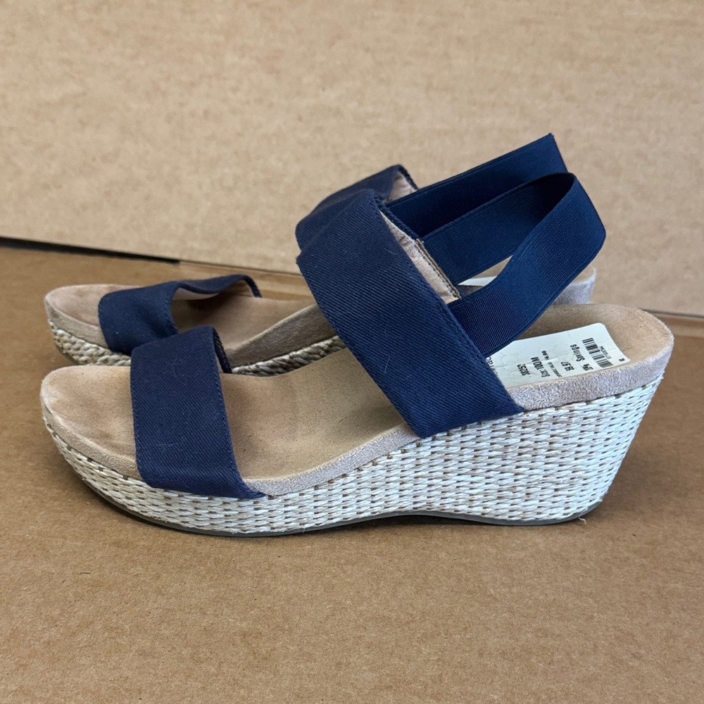 Life Stride Navy Blue Wedge Sandals